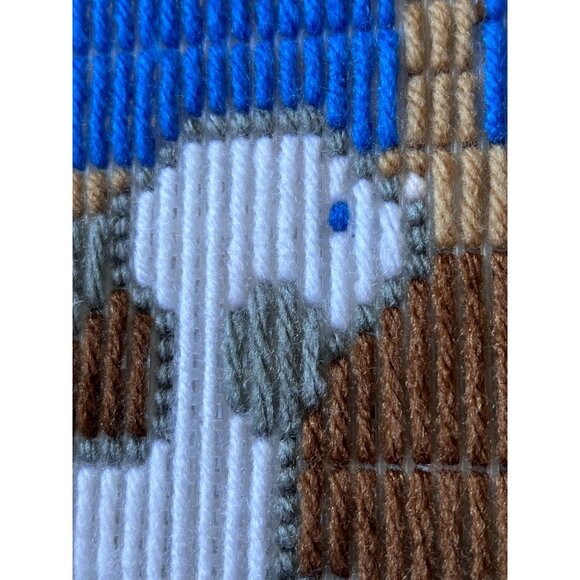 Nativity Scene Completed Needlepoint Art Ready to Hang Plastic back 16.5"x13.25" - Picture 6 of 11